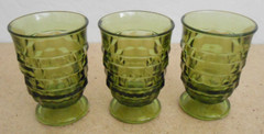 Avocado Green 3.75″ Tall Vintage Whitehall Tumblers by Colony Glass Set of 3