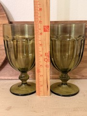 LIBBEY GLASS COMPANY SET OF 2 OLIVE GREEN 16 OUNCE ICE TEA GOBLETS