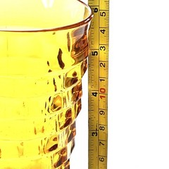VTG~Indiana Whitehall~Cubist Colony Amber/Gold~Footed Iced Tea Glass~14oz. 6″