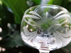 Glastonbury/Lotus Glass Clear Grey Polished Cut Liquor Cocktail Stem 1500-4
