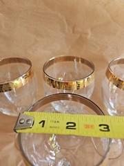 4 Vintage Cambridge Acanthus 22k Gold Rim Etched Wine Glasses With Twisted Stem
