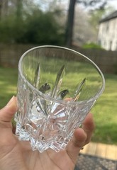 Set Of 4 Made In Italy Starburst Double Old-Fashioned Lowball Whiskey Glasses