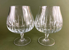 Set of 2 Mikasa Park Avenue Vertical Cut Crystal Brandy Glass Snifters 5 5/8»