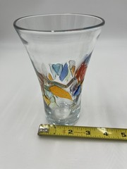 Global Amici Hand Blown Mosaic Glasses, 6″ tall, 2-piece set
