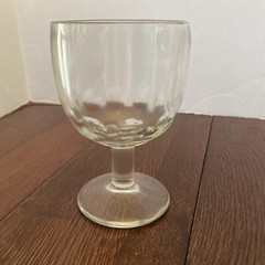 Vintage Clear Glass Thumbprint Goblet Schooners Thick Glass Wide Base
