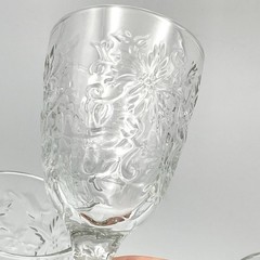Vintage Princess House Fantasia Wine Glasses Set of 4 Floral Clear Glass 6 3/8”