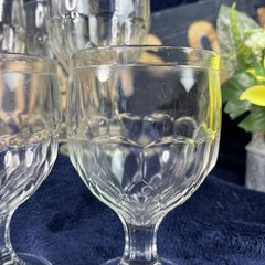 HAZEL ATLAS 5.5″ Goblet Beverage Wine Glass ACT54 Half Panel – Set Of 6 VTG