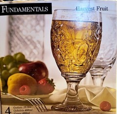Libbey Fundamentals Harvest Fruit Set of 4 Clear Goblets 6.5” oz Vintage