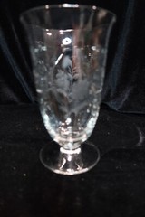 Etched Flowers and Leaves 3 Footed Iced Tea Tumblers 5 1/2″