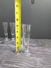 Set of 8 Vintage MCM Starburst Glasses C G Quartzex Star Dust footed Cordial 5″