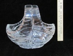 Crystal Basket Bowl Irena Handcut 24% Lead Glass Poland Flower Floral Box