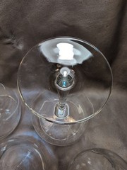 Large 8in MCM Graphic Etched Crystal Balloon Wine Glasses Set of 4
