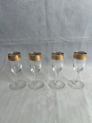 4 Vintage Gold Rim Gold Band Cordial Liquor Goblets