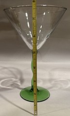 Libbey Courbe Wavy Emerald Green Z-Stem Martini Cocktail Glass MCM EUC Set Of 2