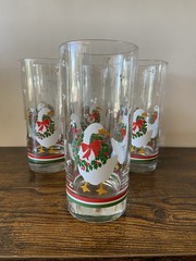 Set of Six Vintage Libbey Christmas Goose Tall Glass Tumblers
