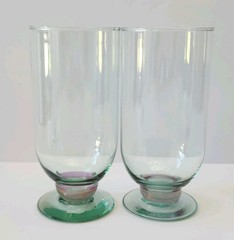 PFALTZGRAFF JUNIPER Set of 2 Glasses Water Tumbler Footed Green Purple 18 oz