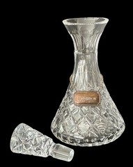 Waterford LISMORE Carafé Bottom Vertical Cut with Stopper and Copper Bourbon Tag