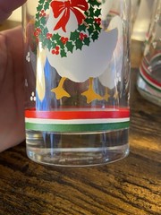 Set of Six Vintage Libbey Christmas Goose Tall Glass Tumblers