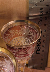 Ebeling & Reuss Marchioness Gold Rim Cut To Clear Crystal Sherry Glass set of 8