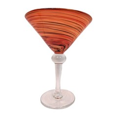 Vintage Pier 1 Imports Hand Blown Martini Glass Multicolor Art Glass Barware