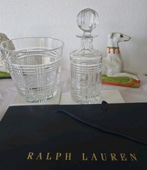 Ralph Lauren Glen Plaid Crystal Ice Bucket & Decanter
