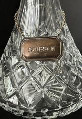 Waterford LISMORE Carafé Bottom Vertical Cut with Stopper and Copper Bourbon Tag
