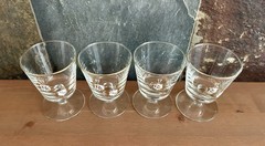 Libbey Apothecary Rx Cocktail Glasses Footed 22K Gold MCM Barware 4.5″ Set of 4