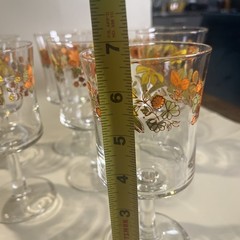 Set of 7 Corelle Spring Meadow Floral Wine Glasses Corning Vintage Stemware