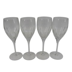 Rogaska Crystal Glass Diamond Cut Wine Glasses Set of 4 Solvenia 8.25in Tall