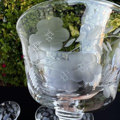 VTG Etched Crystal Champagne Coupe Glasses Set Of 11 Floral Cut Stemware Rock
