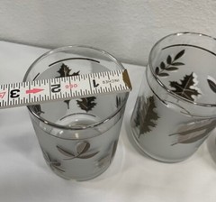 Vintage MCM Libbey Frosted SILVER Foliage Leaf Tumbler 4.5″ Glasses SET Of 4