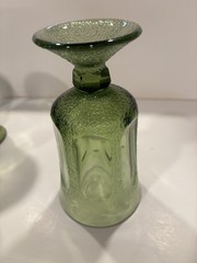Vtg Fostoria Woodland Green footed glass 7”