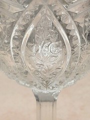 EAPG Pittsburgh Daisy, Cane & Button Clear Glass Goblet Stemware 5 3/4 in. Tall