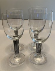4 Thomas Colonna Graphic Black Striped Stem Wine Glasses 2 White 2 Water/Red
