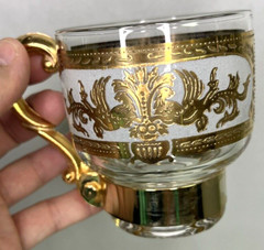 Vintage Set of 4 Russian Martini Cocktail Handled Glasses Mugs Cups