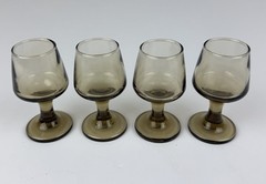 1970s Libbey Glass Tawny Accent Mini Cordial Glasses Set of 4