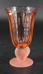 NEW Set of 4 VTG Fostoria Captiva Wine Juice Glasses Peach Frosted Shell 6 oz.