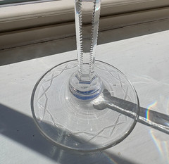 Rogaska Gallia Crystal Wine Water Goblet Glass Etched Floral Slovenia 9.25″