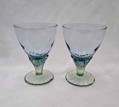 Vintage 2 Bormioli Rocco Italy Bahia Blue Green Water Wine Sherbet Dessert Glass