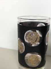 Set of 2 Vintage Mid Century Modern Black And Gold Glasses W/ Georgia Gold 1830