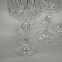 Set of 7 Vintage Cristal D’Arques-Durand Longchamp Crystal Wine Glasses 6.5” H
