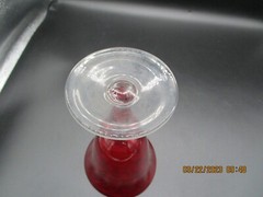 Hand Blown Glass Wine or Water Goblet Clear Stem Beautiful Deep Ruby Red Glass