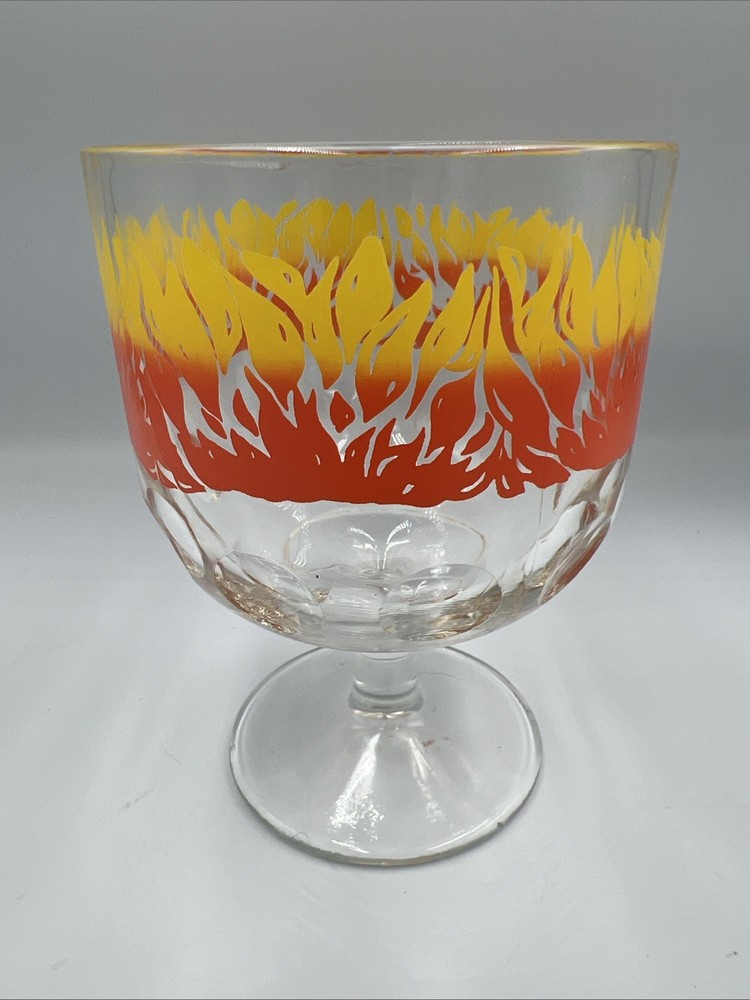 VTG Bartlett Collins Thumbprint Ring Of Fire 5.5” Footed Goblet EUC
