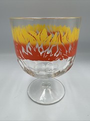 VTG Bartlett Collins Thumbprint Ring Of Fire 5.5” Footed Goblet EUC