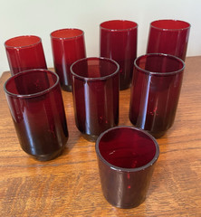 8 Pc Anchor Hocking Royal Ruby Red Glasses = 2 Tumbler, 5 Juice + Votive Holder