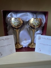 GlassOfVenice Set of Two Vecchia Murano Glass Wine Glasses 24K Gold Leaf – Red