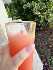 Vintage Blendo Orange Frosted Tumblers Gold Rim MCM Barware Glasses Set of 2