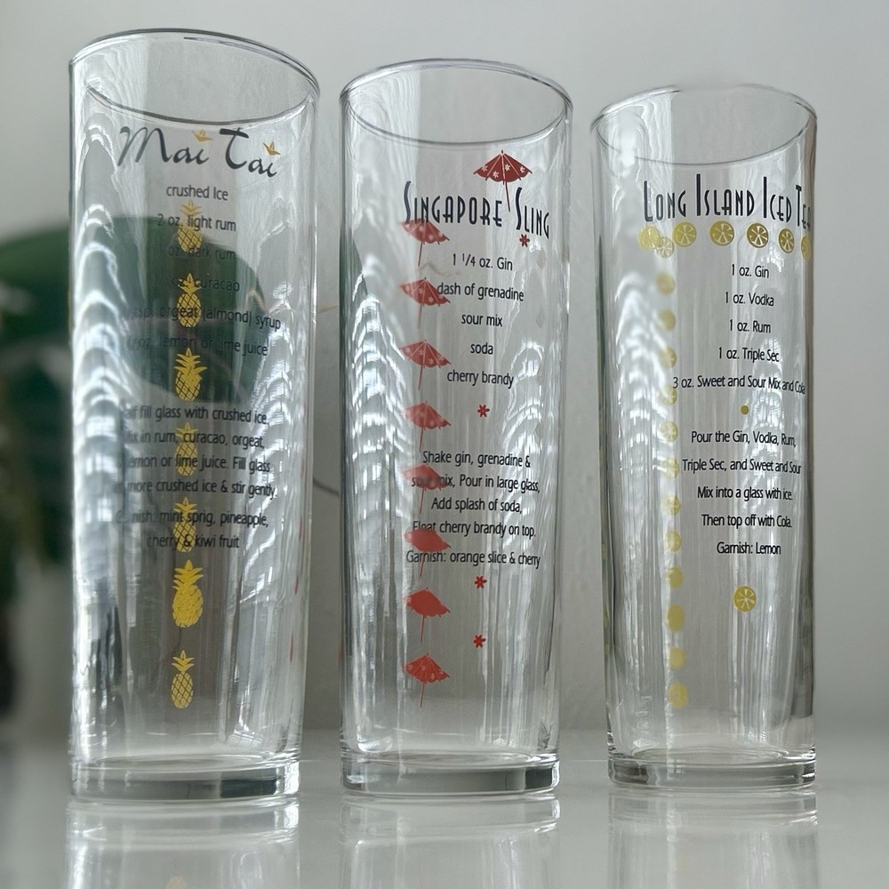Vintage Libbey Drink Recipe Cocktail Glasses