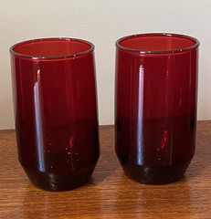 8 Pc Anchor Hocking Royal Ruby Red Glasses = 2 Tumbler, 5 Juice + Votive Holder