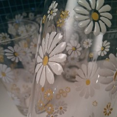 Culver Daisy-Set of 4 Vintage-5 1/2” Drinking Glasses/Barware-Gold/Wht/Yellow